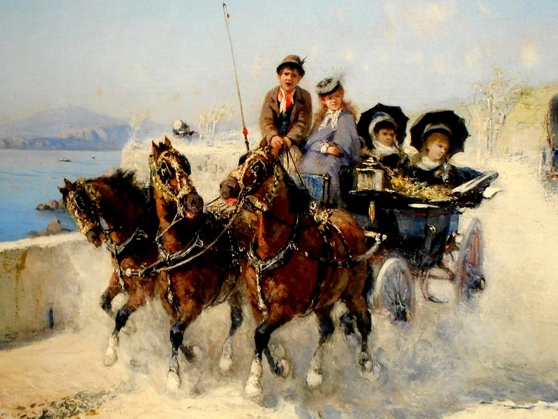 1830-Francesco Mancini-XIX-sec - Percorso da Torre Annunziata a Pompei - dettaglio